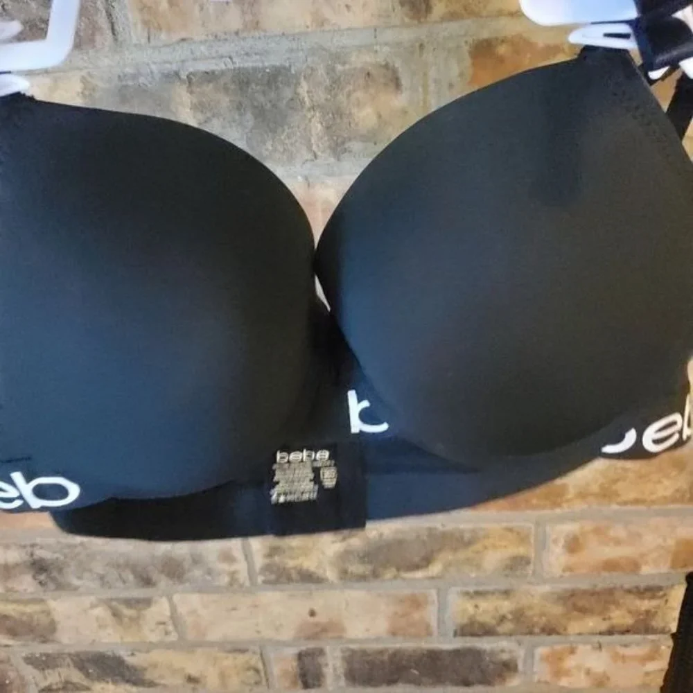 New bebe 2 padded pushup camo black pink bras - Picture 4 of 7